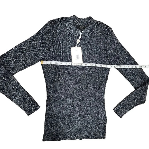 TED Baker Glitter Ribbed Silver Top - Picture 11 of 12